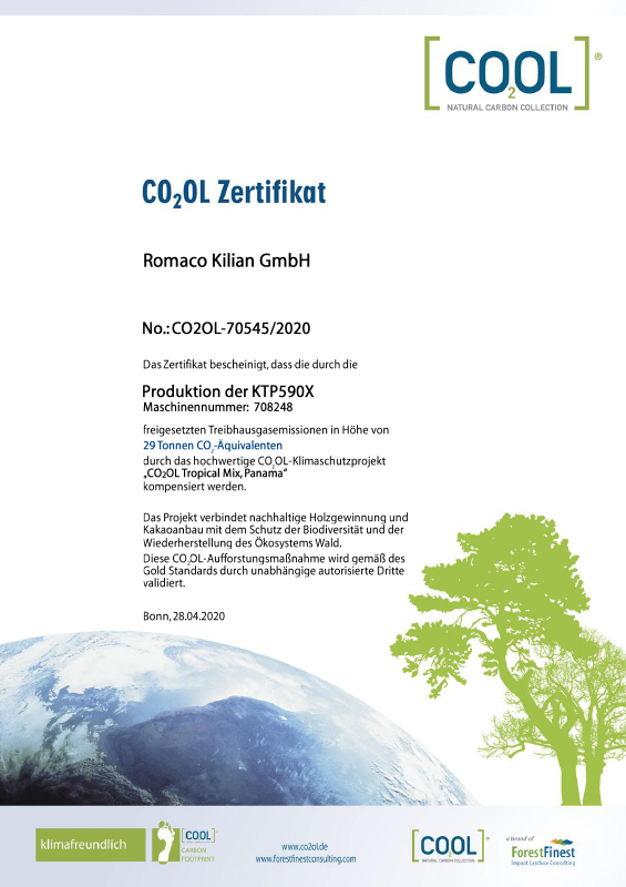 CO2 neutral equipment certificate