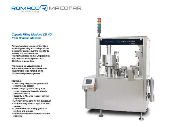 History of Capsule Filling Machine CD 40 from Romaco Macofar
