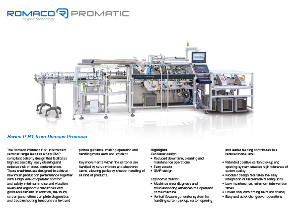 History of Romaco Promatic series P 91 